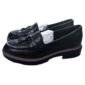 Clarks Collection Westlynn Bella Black Leather With Tassel Loafer 6.5 Womens